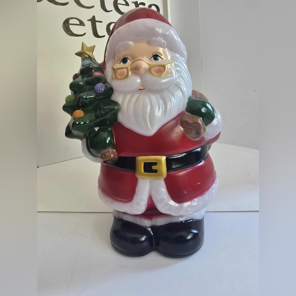 12" LED Nostalgic Santa Christmas Blow Mold Tabletop Decor Battery Operated